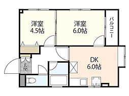 ファニー幸 2DKの間取図画像