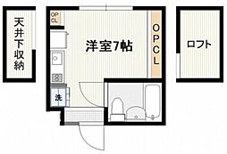ワンピース ワンルームの間取図画像