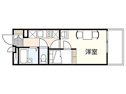 レオパレスラルク 2階1Kの間取り