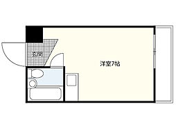 三篠アルティメイトビル 2階ワンルームの間取り