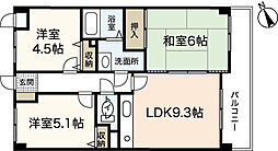 DHハウス江波 3階3DKの間取り