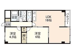 ウイング88 5階2LDKの間取り