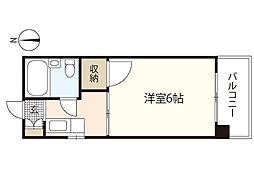 コーポ中広 4階1Kの間取り