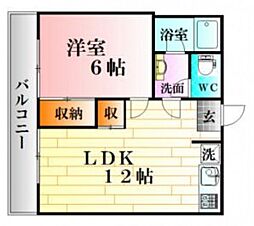 第2中村ビル 4階1LDKの間取り