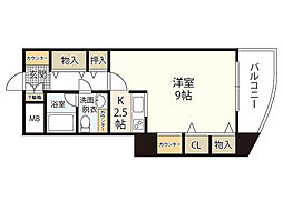 サンクレスト東雲 2階ワンルームの間取り