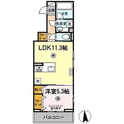Ｏｌｉｖｅ（オリーブ） 3階1LDKの間取り