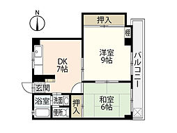 高畑ビル 3階2DKの間取り