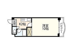 メリーハイツ 3階1Kの間取り