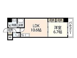 ブラッサム己斐本町 4階1LDKの間取り