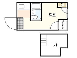 第9シティビル 3階ワンルームの間取り