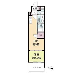 アーバイン比治山 11階1LDKの間取り