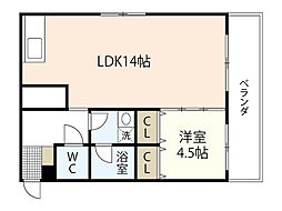 コーポ駅前ビル 4階1DKの間取り