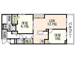 コレッソ・ｍ 2階2LDKの間取り
