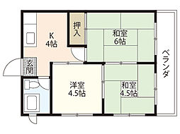 第2大田ビル 3Kの間取図画像
