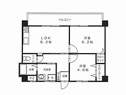 スペンドーレI 4階2LDKの間取り