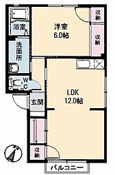 リバーサイドコーポ　B棟 1階1LDKの間取り