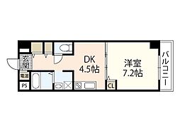 フェリシア西広島駅前 4階1DKの間取り