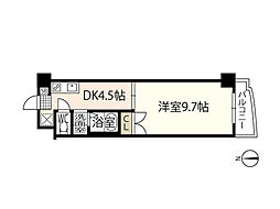 グレイシャス宇品 3階1DKの間取り