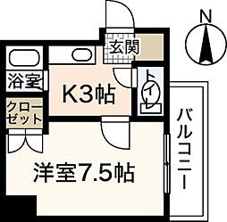 広島高速交通アストラムライン 城北駅 徒歩5分の賃貸マンション 7階1Kの間取り