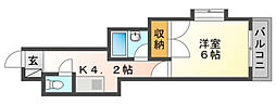 トマリノビル 1Kの間取図画像
