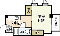 玉井ビル 4階1Kの間取り
