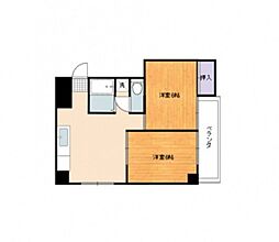 和田ビル 3階2DKの間取り