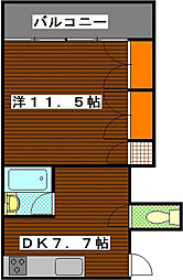 山根ビル 2階1DKの間取り