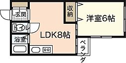 荒谷ビル 5階1LDKの間取り