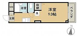 グランディ楽々園 ワンルームの間取図画像