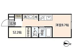 フェリシア地御前 ワンルームの間取図画像