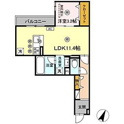 D-Axis旭 A棟 1LDKの間取図画像