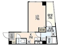 エムテラス住吉町 1LDKの間取図画像
