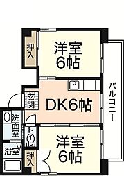 バロックワークス 2DKの間取図画像