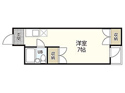 パラドール廿日市佐方 ワンルームの間取図画像