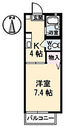 フォーレストヒルズ 1Kの間取図画像