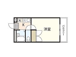 レオパレスレインボー2 1Kの間取図画像