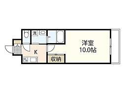 ウィング平野町 1Kの間取図画像