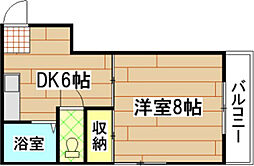 ハイム西旭 1DKの間取図画像
