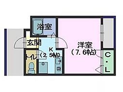 サンモリッツ 1Kの間取図画像
