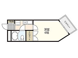 オレンジハウス庚午 1Kの間取図画像