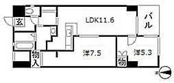 ベルコート東原 2LDKの間取図画像