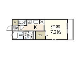 アローラ西広島 1Kの間取図画像