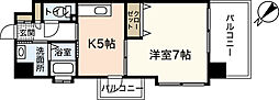 ロアール南竹屋 1DKの間取図画像