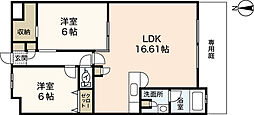 グリュック大野浦 2LDKの間取図画像