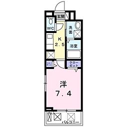 プティボヌール 1Kの間取図画像