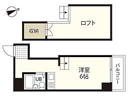ＥＡＳＴ白島 5階ワンルームの間取り