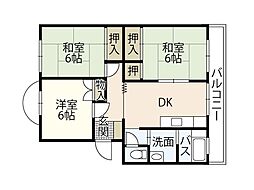 阿瀬波コーポ 3DKの間取図画像