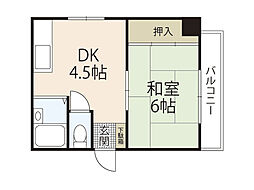 SKビル河原町 5階1DKの間取り