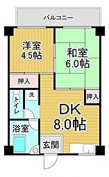 第1吉岡ビル 5階2DKの間取り
