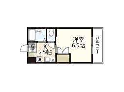 エスポワール牧村 3階1Kの間取り